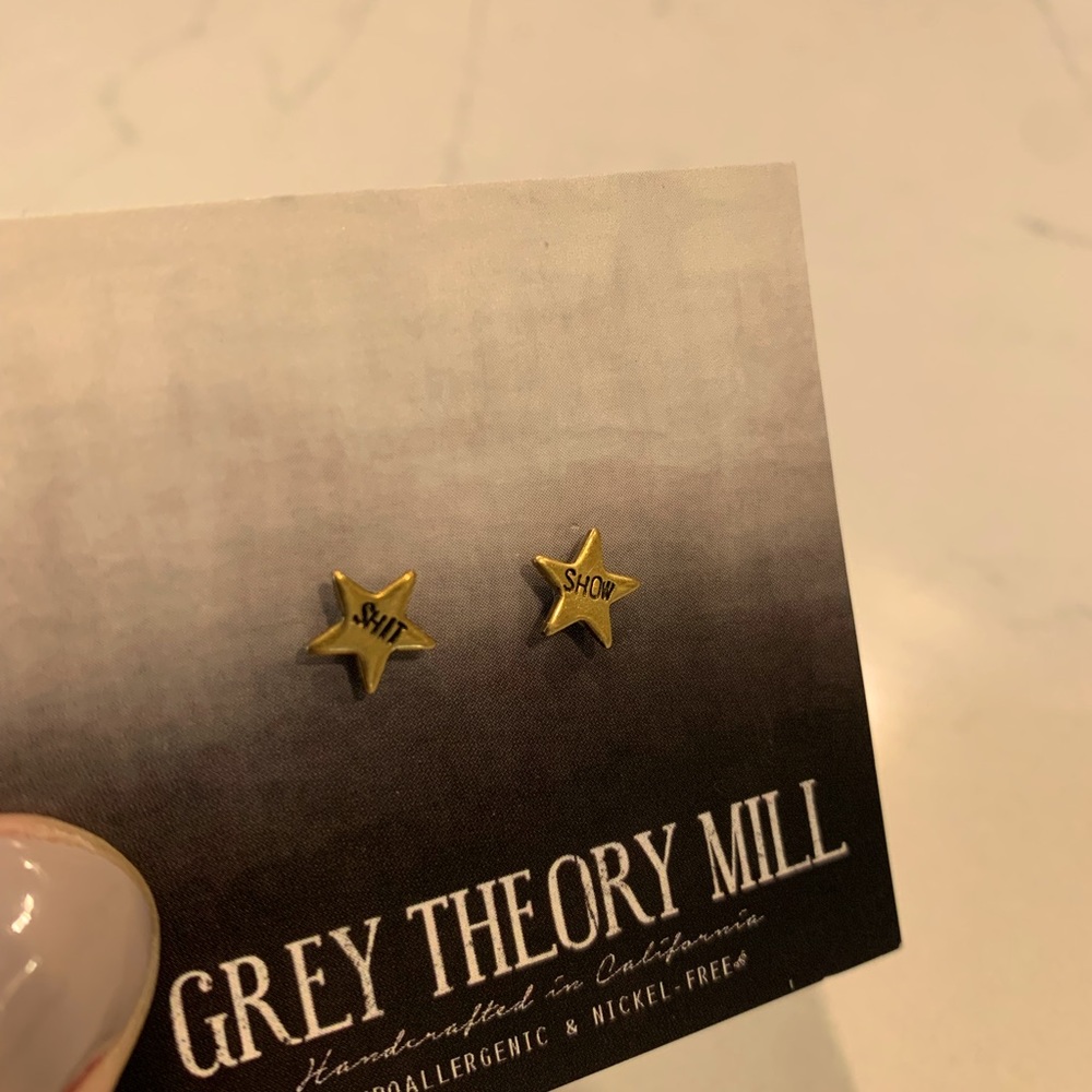 Gold Sh*t Show Star Earrings.